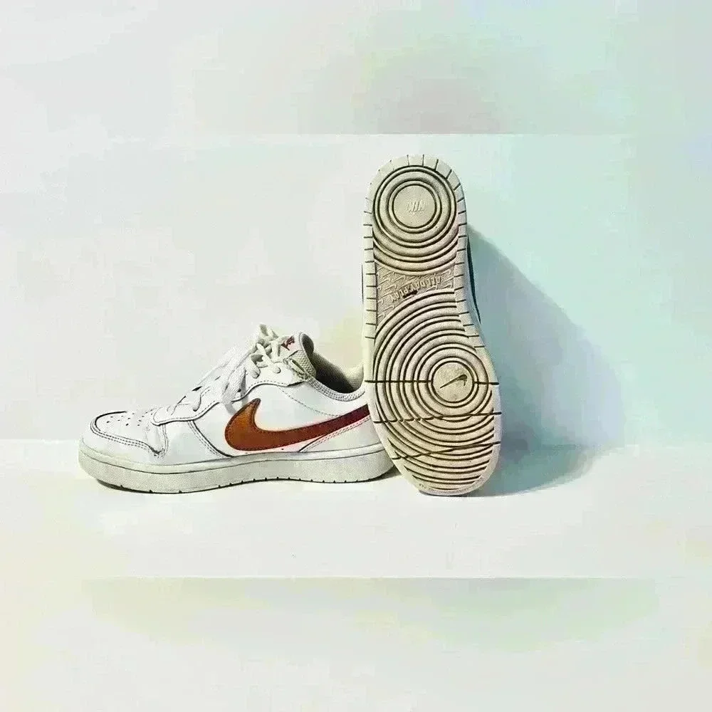 Nike | Court Borough Low 2, White with Copper/Vivid Purple, Unisex Big Kids 5Y